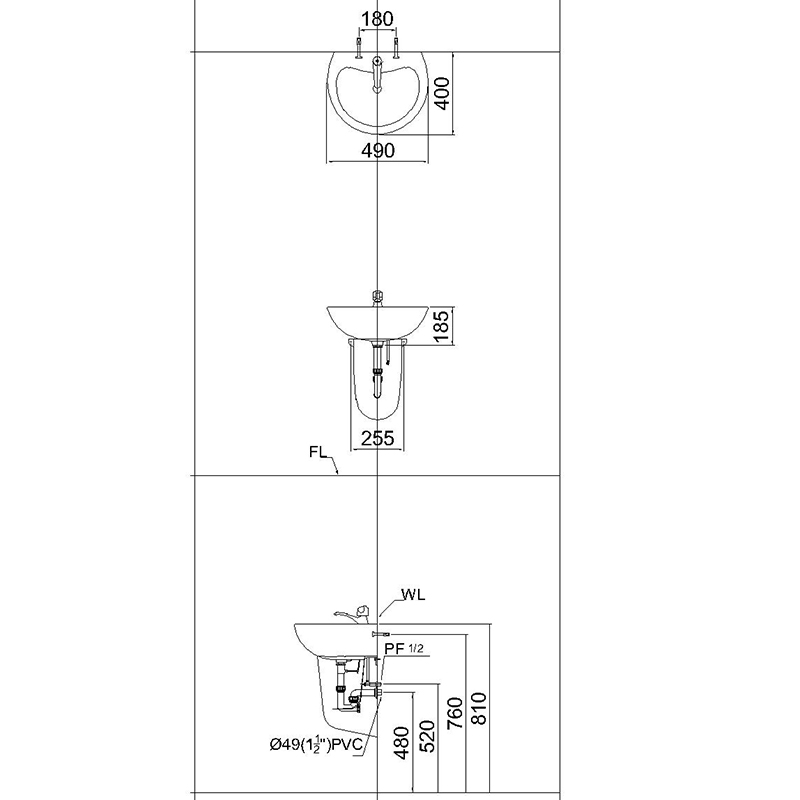 Chậu rửa Lavabo caesar L2150+P2441