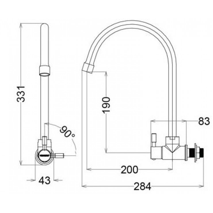 Vòi bếp lạnh gắn tường Caesar K036C