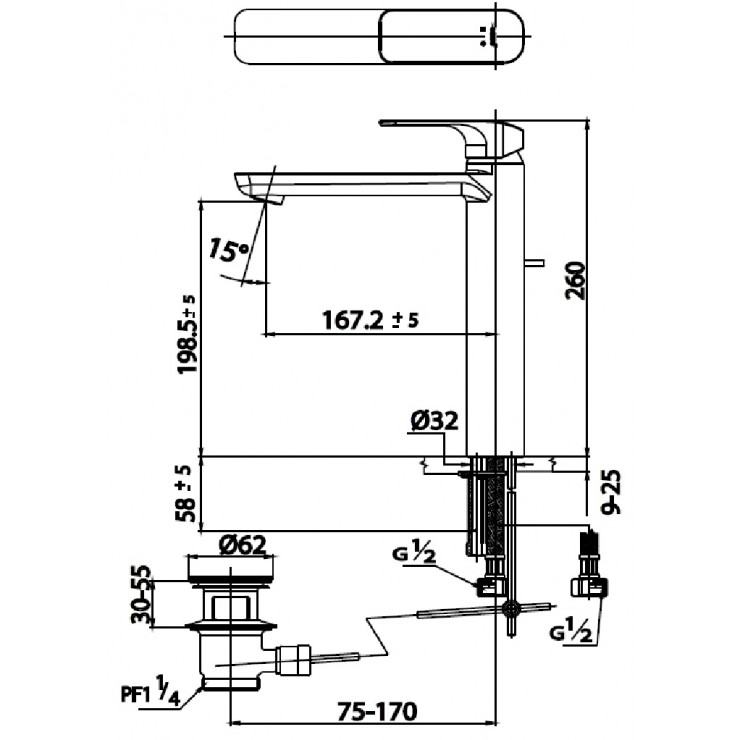 Vòi Lavabo COTTO CT2124AY-GR Scirocco Thân Cao Nóng Lạnh Màu Vàng
