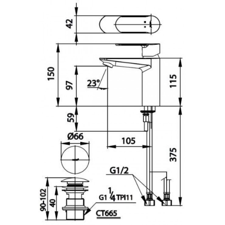 Vòi Lavabo COTTO CT2401A WALTZ Nóng Lạnh