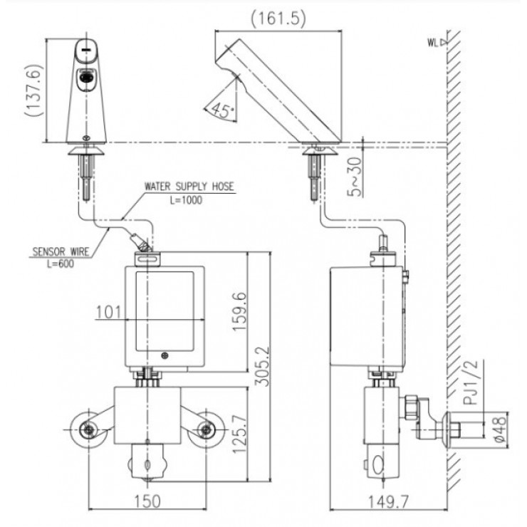 Vòi chậu INAX nóng lạnh tự động AMV-300K