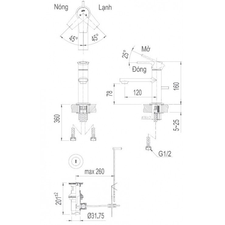 Vòi chậu nóng lạnh INAX LFV-7102S