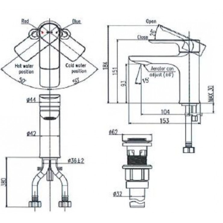 Vòi chậu INAX LFV-612S nóng lạnh