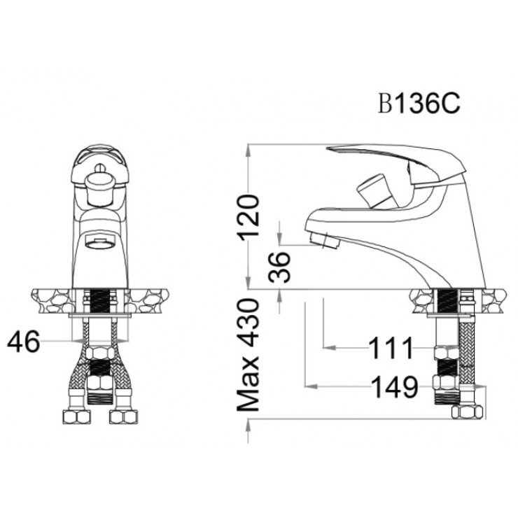 Vòi chậu nóng lạnh liền sen Caesar B136C