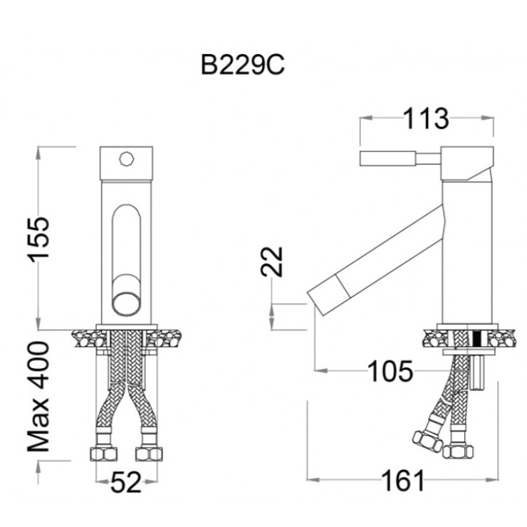Vòi lavabo nóng lạnh Caesar B229C