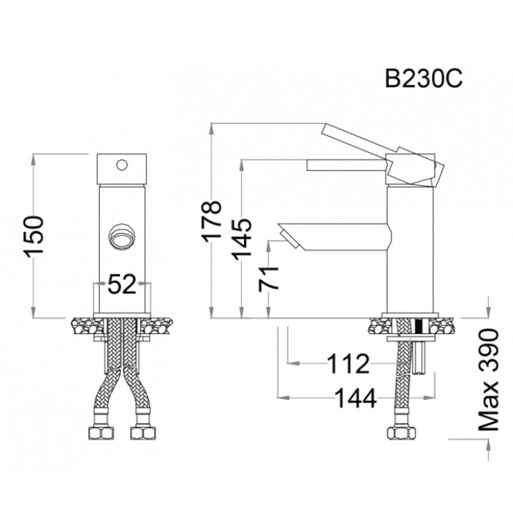 Vòi lavabo nóng lạnh Caesar B230C
