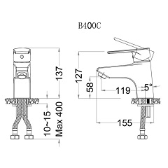 Vòi Chậu Nóng Lạnh CAESAR B400C
