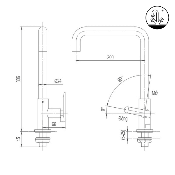Vòi rửa bát nóng lạnh INAX SFV-800S