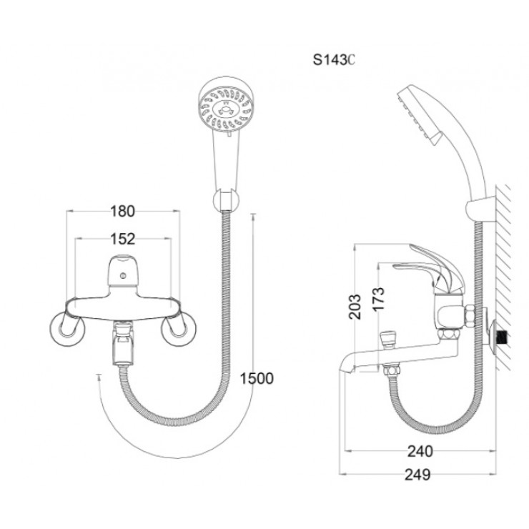 Vòi Sen Tắm CAESAR S143C Xả Bồn Nóng Lạnh