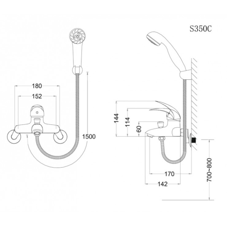 Vòi Sen Nóng Lạnh CAESAR S350C Tay 3 Chế Độ