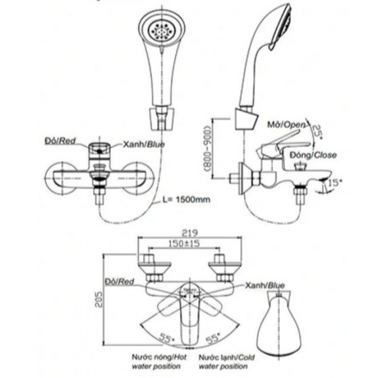 Vòi Sen Tắm Viglacera VG532 Nóng Lạnh