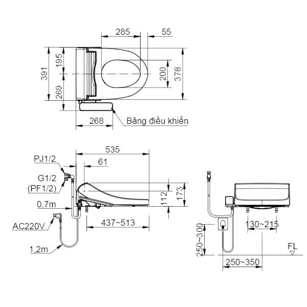 Bồn cầu 1 khối xả cảm ứng INAX ACT-602+CW-KB22AVN