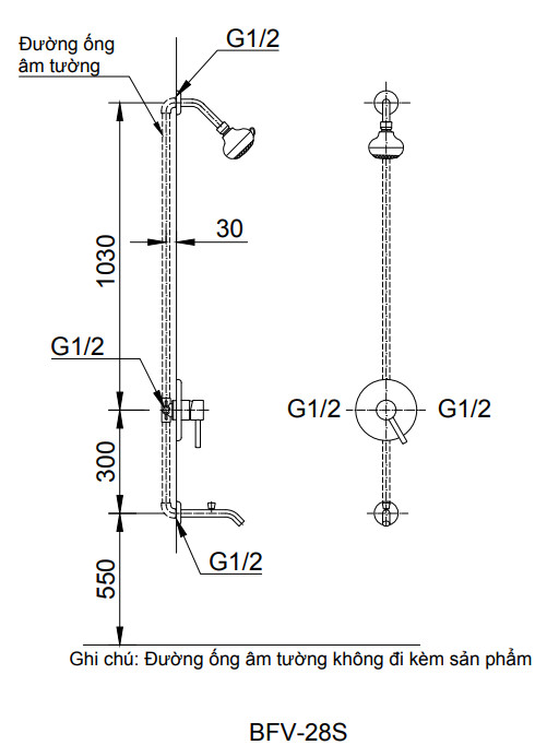 Vòi sen tắm vách kính BFV-28S âm tường