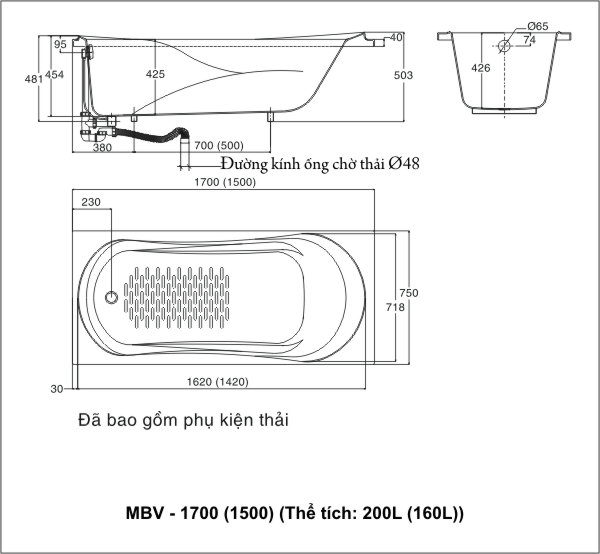 Bồn tắm GALAXY INAX MBV-1700