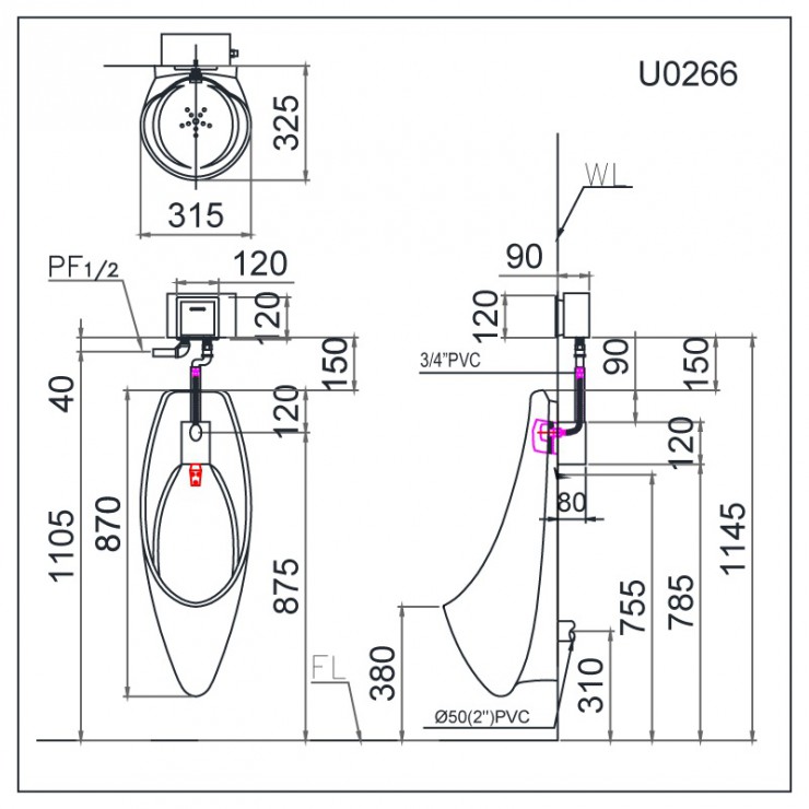 Bồn tiểu nam Caesar U0266