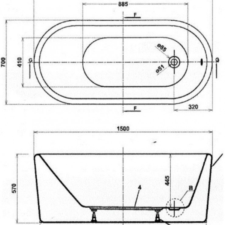 Bồn Tắm COTTO BT1236EP-H WH Đặt Sàn 1.7M
