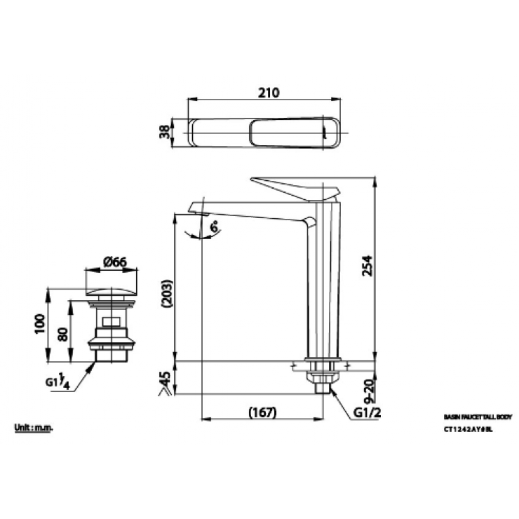 Vòi Lavabo COTTO CT1242AY-BL Xposh Lạnh Thân Cao Màu Đen