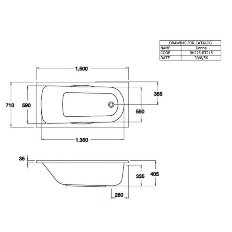 Bồn Tắm Xây COTTO BH225PP-H WH Có Thanh Tay Vịn 1.5M