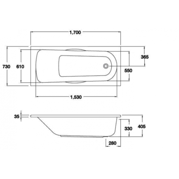 Bồn Tắm Xây COTTO BH227PP-H WH Có Thanh Tay Vịn 1.7M