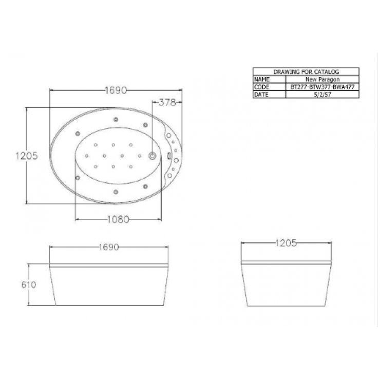 Bồn Tắm COTTO BWA477PP-H WH Massage Sục Khí Đặt Sàn 1.7M