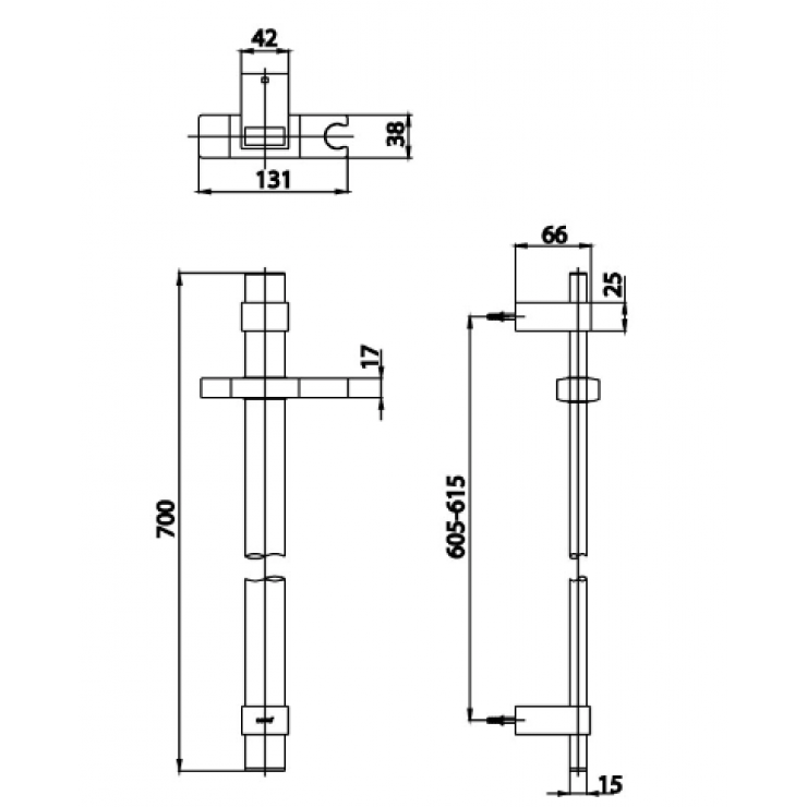 Thanh Trượt Sen Tắm Cotto CT0136-BL Màu Đen
