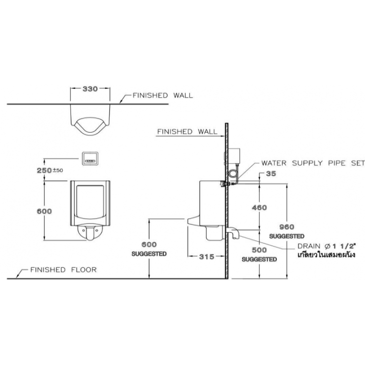 Bồn Tiểu Nam COTTO C313BI Natasha Treo Tường