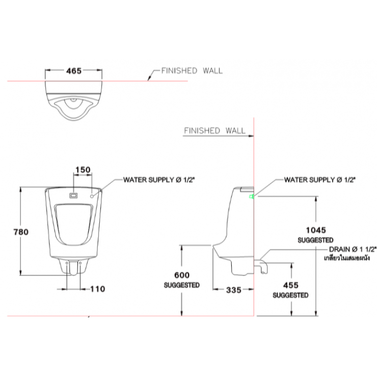 Bồn Tiểu Nam COTTO C3011DC Marshal Cảm Ứng Dùng Pin