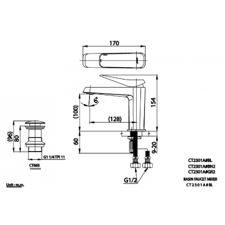 Vòi Lavabo COTTO CT2301A-BL Xposh Nóng Lạnh Màu Đen