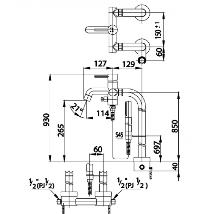 Vòi Bồn Tắm Cotto CT338AXS45 Đặt Sàn