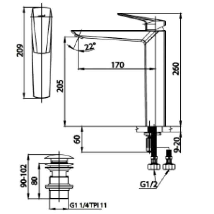Vòi Lavabo Gật Gù COTTO CT2322AY Essentia Nóng Lạnh Thân Cao