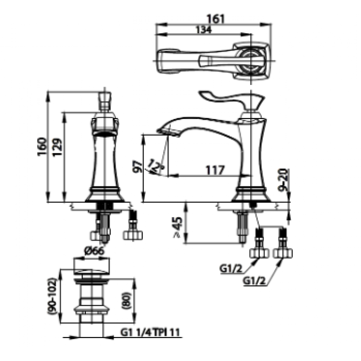 Vòi Lavabo COTTO CT2230A Everett Nóng Lạnh