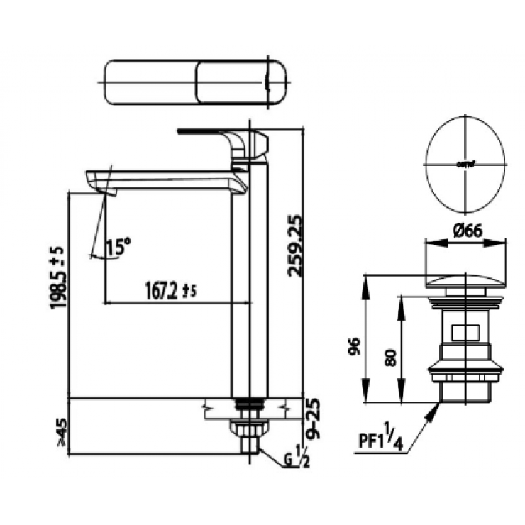 Vòi Lavabo COTTO CT1143AY-GR Scirocco Lạnh Thân Cao Màu Vàng