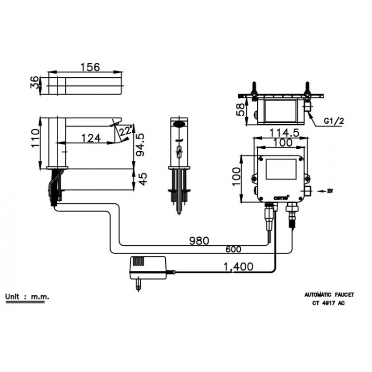 Vòi Lavabo Cảm Ứng COTTO CT4917AC Lạnh Dùng Điện