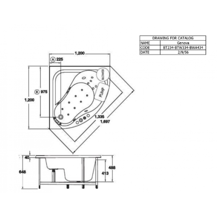 Bồn Tắm Góc Xây COTTO BT234PP-H 1.2M