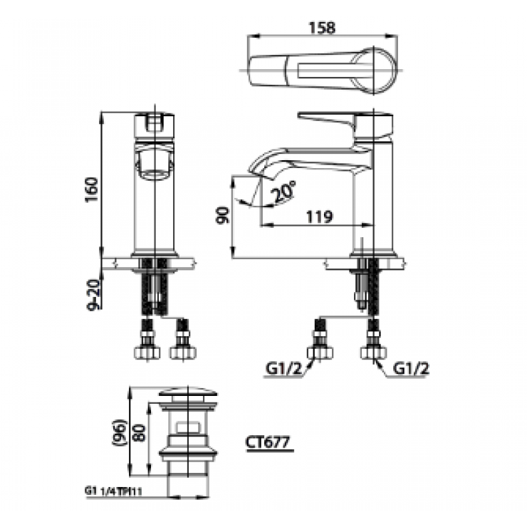 Vòi Lavabo COTTO CT2261A Linio Nóng Lạnh