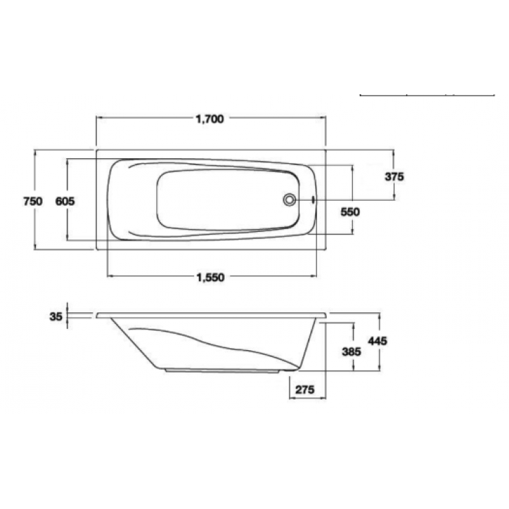 Bồn Tắm Xây COTTO BT210PP-H WH 1.7M