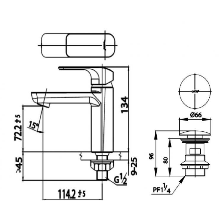 Vòi Lavabo COTTO CT1142A-GR Scirocco Lạnh Màu Vàng