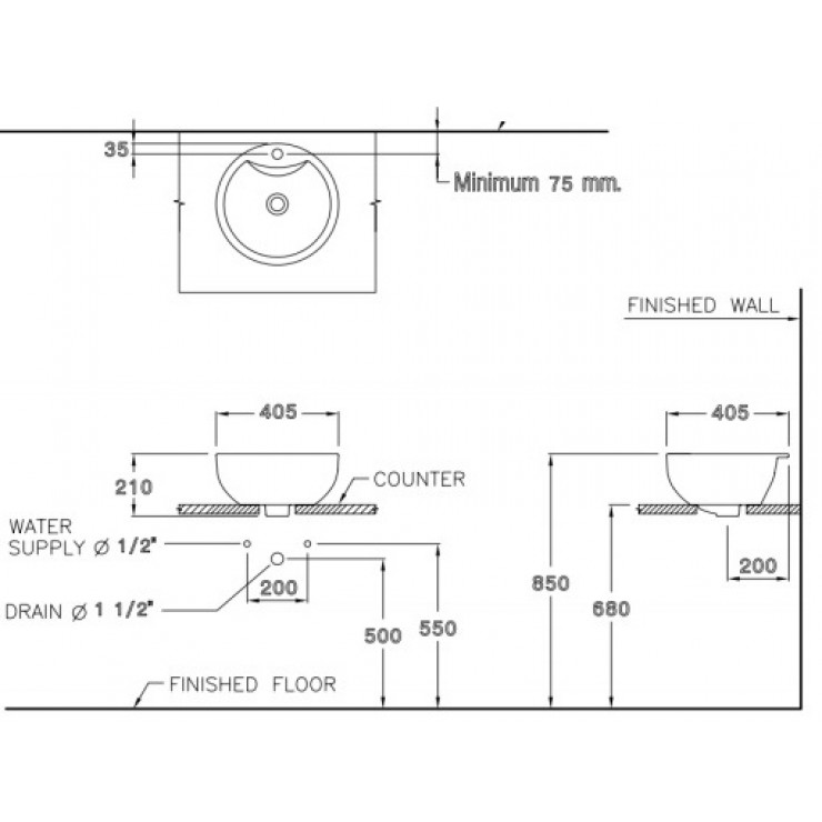 Chậu Rửa Lavabo COTTO C0007 Avanti Dương Bàn