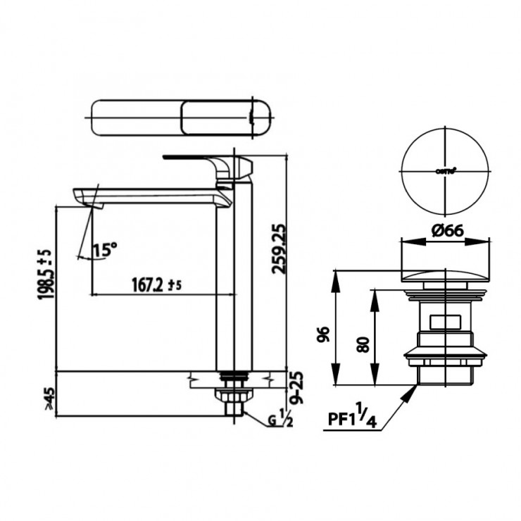 Vòi Lavabo COTTO CT1143AY-BL Scirocco Lạnh Thân Cao Màu Đen