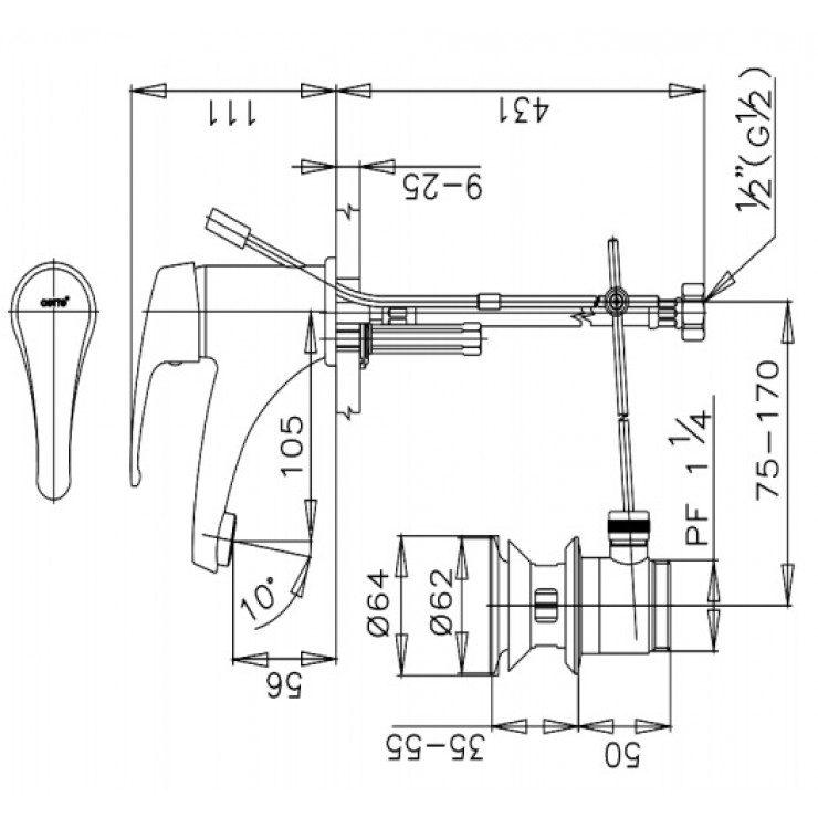 Vòi Lavabo COTTO CT561D Arona Nóng Lạnh