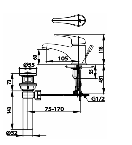 Vòi Lavabo COTTO CT561E Arona I Nóng Lạnh