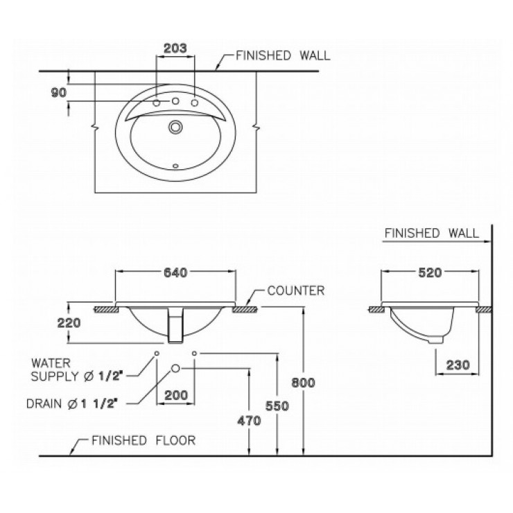 Chậu Rửa Mặt Lavabo COTTO C02607 Serena Dương Vành