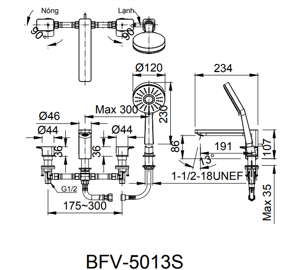 Sen tắm gắn bồn INAX BFV-5013S