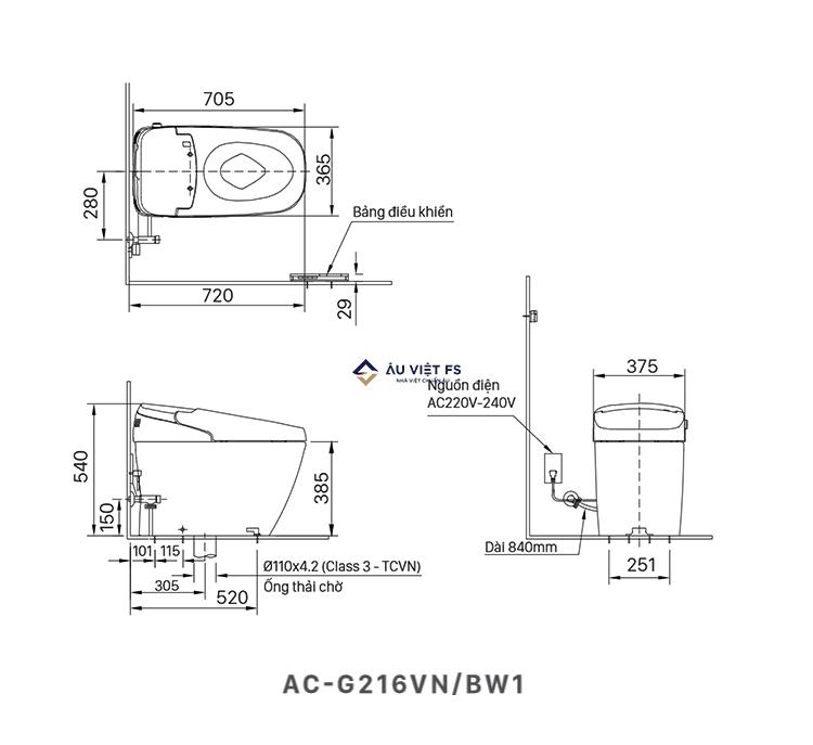 Bồn cầu thông minh INAX AC-G216VN/BW1