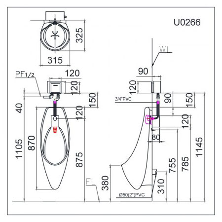 Bộ xả không dùng nước Caesar UF0286F