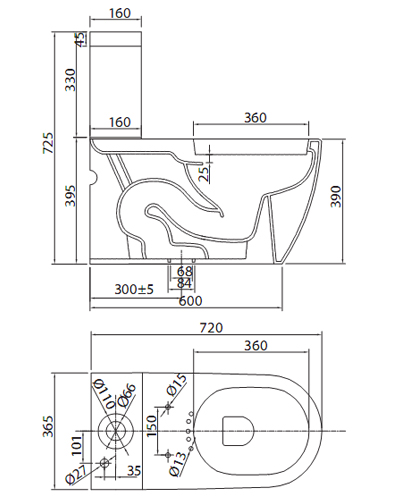 Bồn cầu 1 khối Viglacera V51