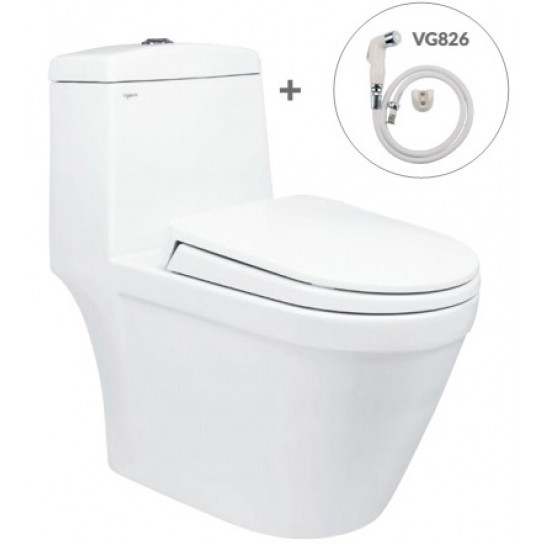 Bồn Cầu Viglacera V35M Xả Xoáy Nắp Êm V86 + Vòi Xịt VG826