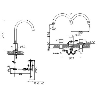 Vòi chậu INAX nóng lạnh riêng 3 lỗ LFV-7000B