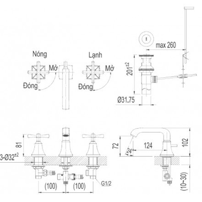 Bộ vòi rửa bồn tắm cao cấp INAX LFV-8100B