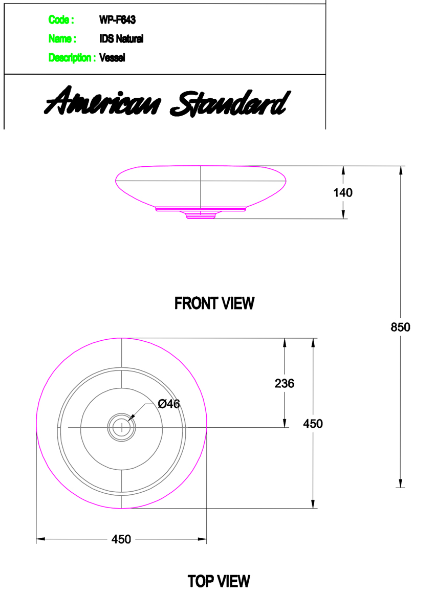Chậu rửa đặt bàn Amerrican WP-F643